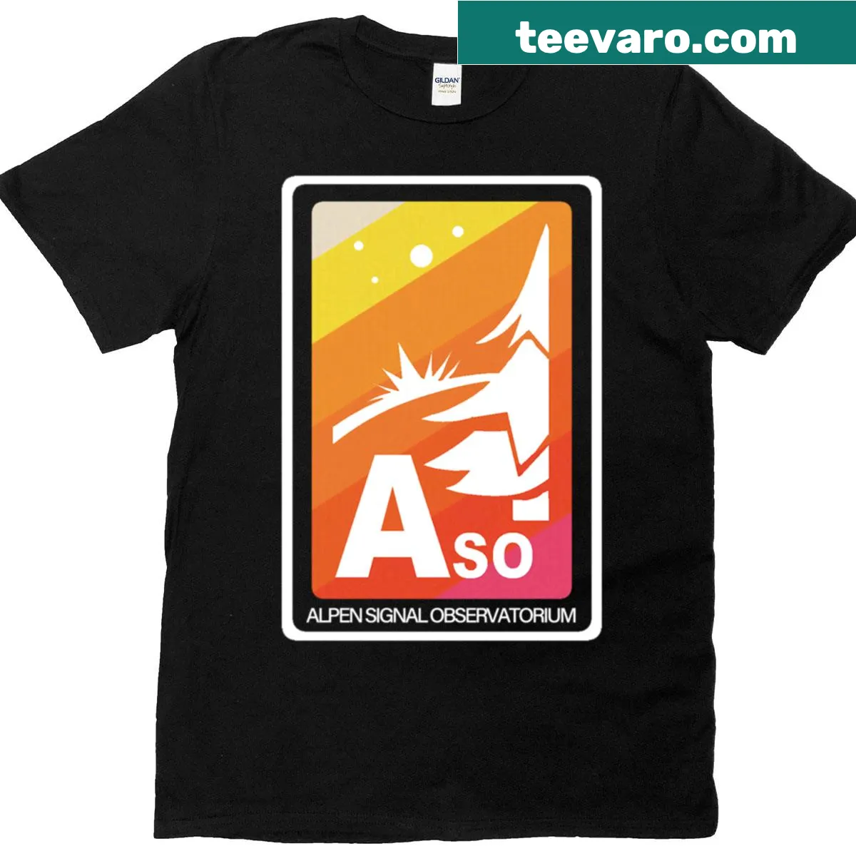 Vintage graphic of Aso Alpen Signal Observatorium on a t-shirt — on a men's t-shirt