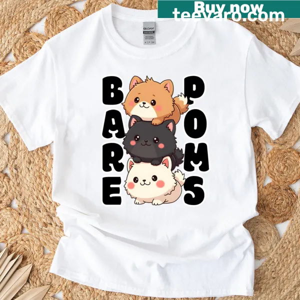 Cute T-shirt featuring a minimalist poms graphic.