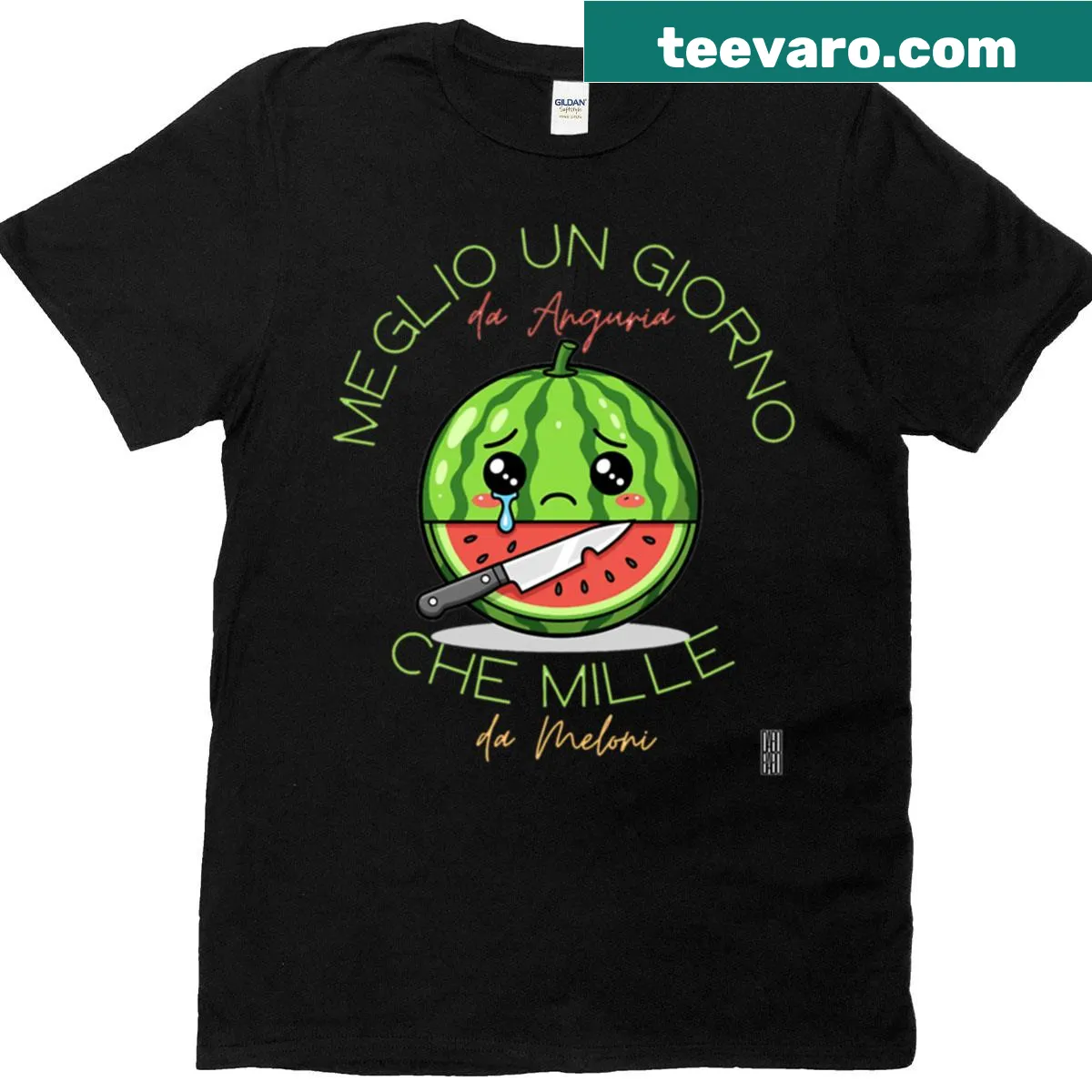 Witty watermelon-themed typography on a t-shirt — on a men's t-shirt