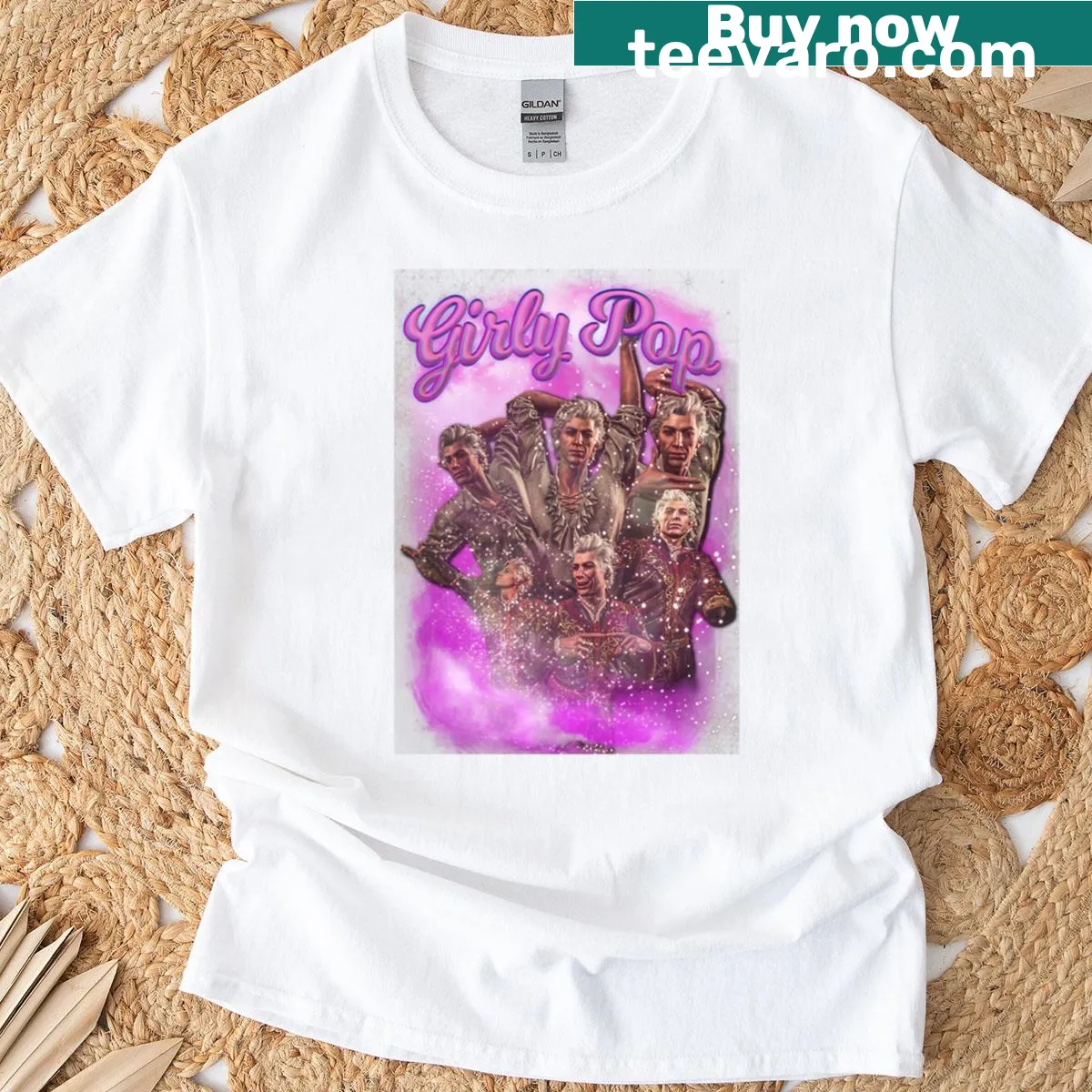 Illustration of Astarion from Baldur's Gate 3 on a T-shirt. — on a men's t-shirt