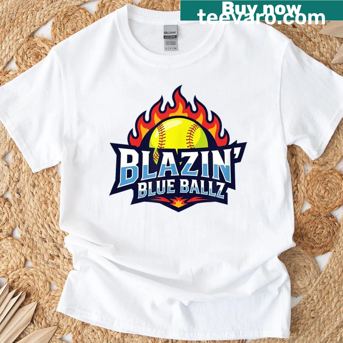 Bold typography on a softball-themed jersey T-shirt — on a men's t-shirt