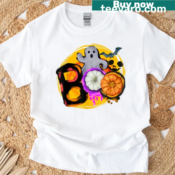 Oversized Halloween T-shirt with pumpkin and 'Boo' graphic