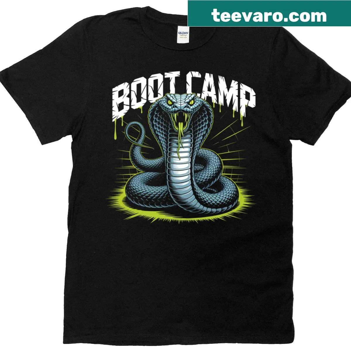 Cobra illustration on a fitness-themed shirt for gym-goers — on a men's t-shirt