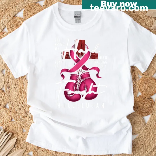 Inspirational t-shirt supporting breast cancer awareness with Christian theme