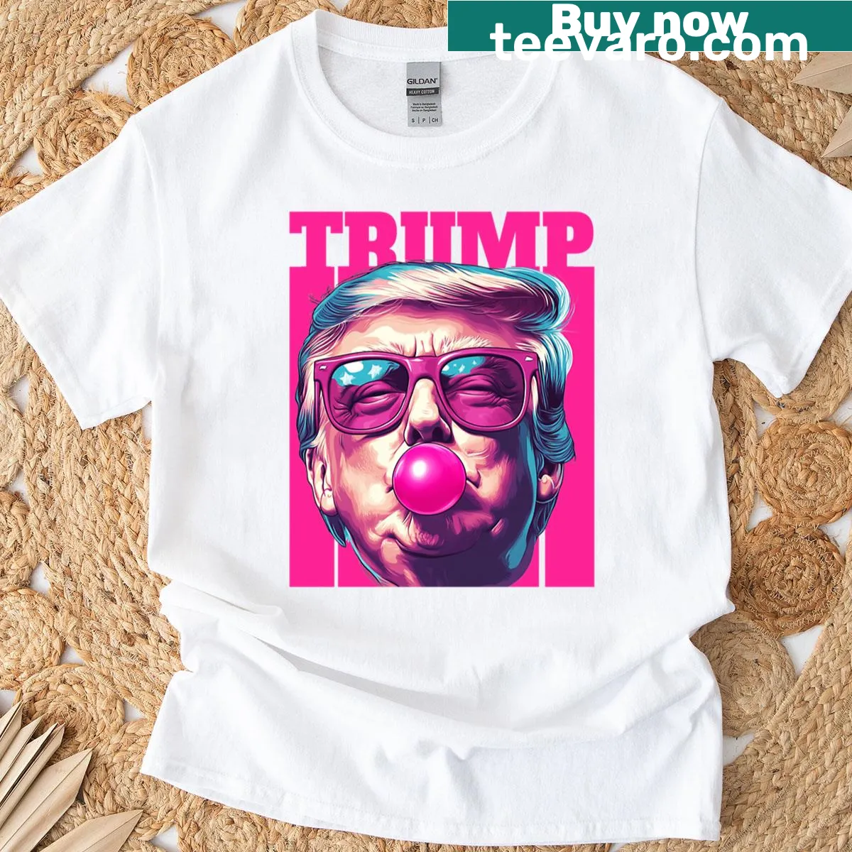 Humorous Bubble Balloon Donald Trump T-shirt graphic — on a men's t-shirt
