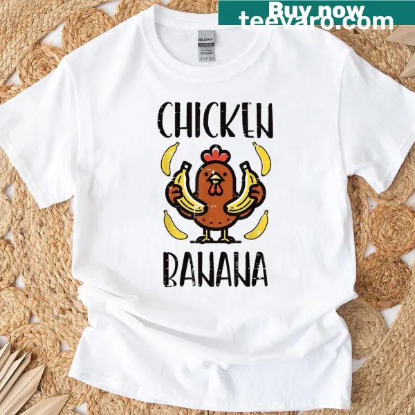 Cute dancing chicken and banana graphic T-shirt