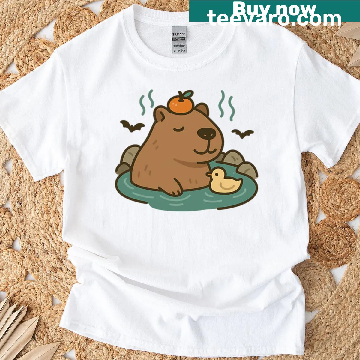 Oversized T-shirt with a chill capybara graphic — on a men's t-shirt