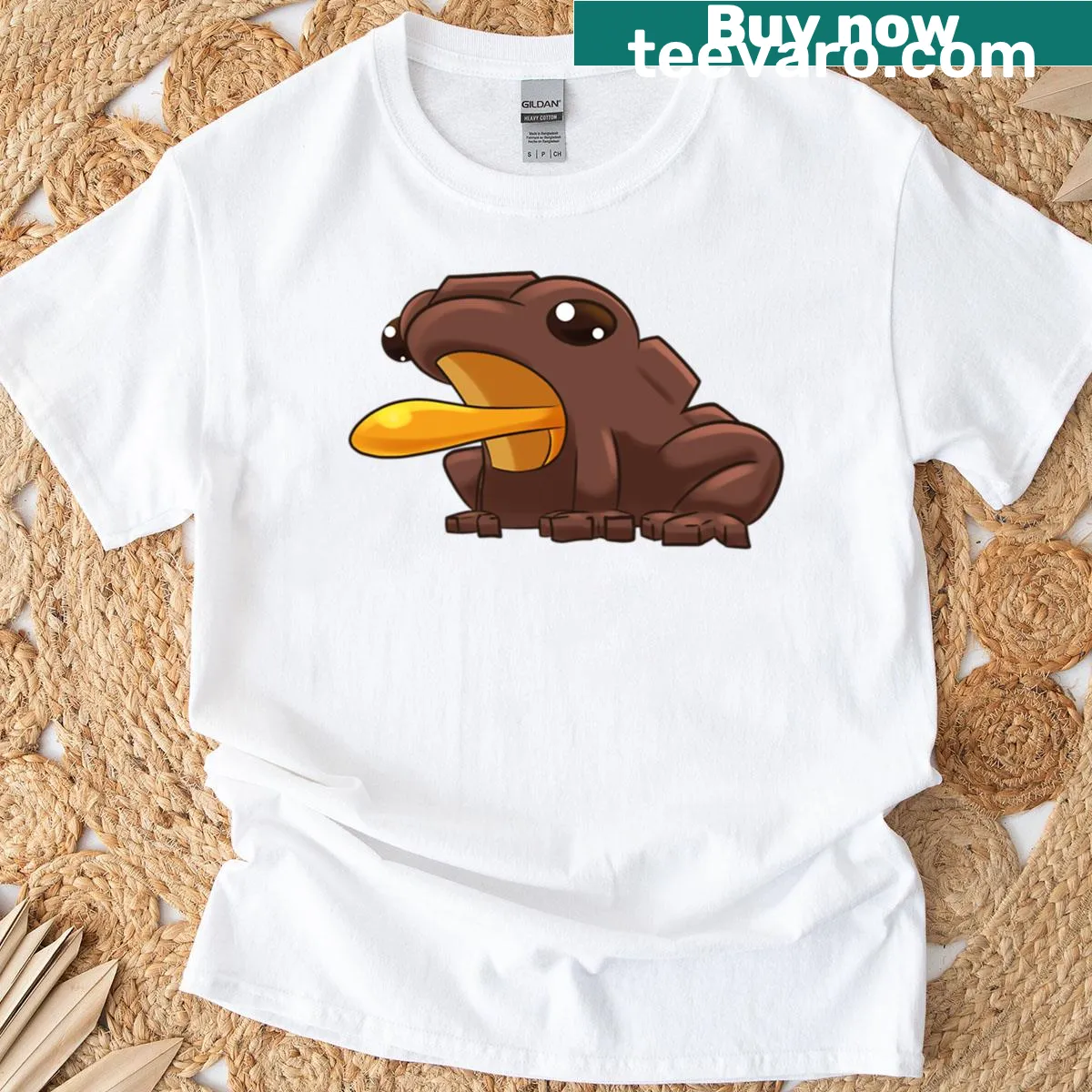 Oversized tee with a playful chocolate caramel frog design — on a men's t-shirt