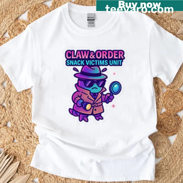 Cartoon t-shirt featuring a crab detective and funny pun text