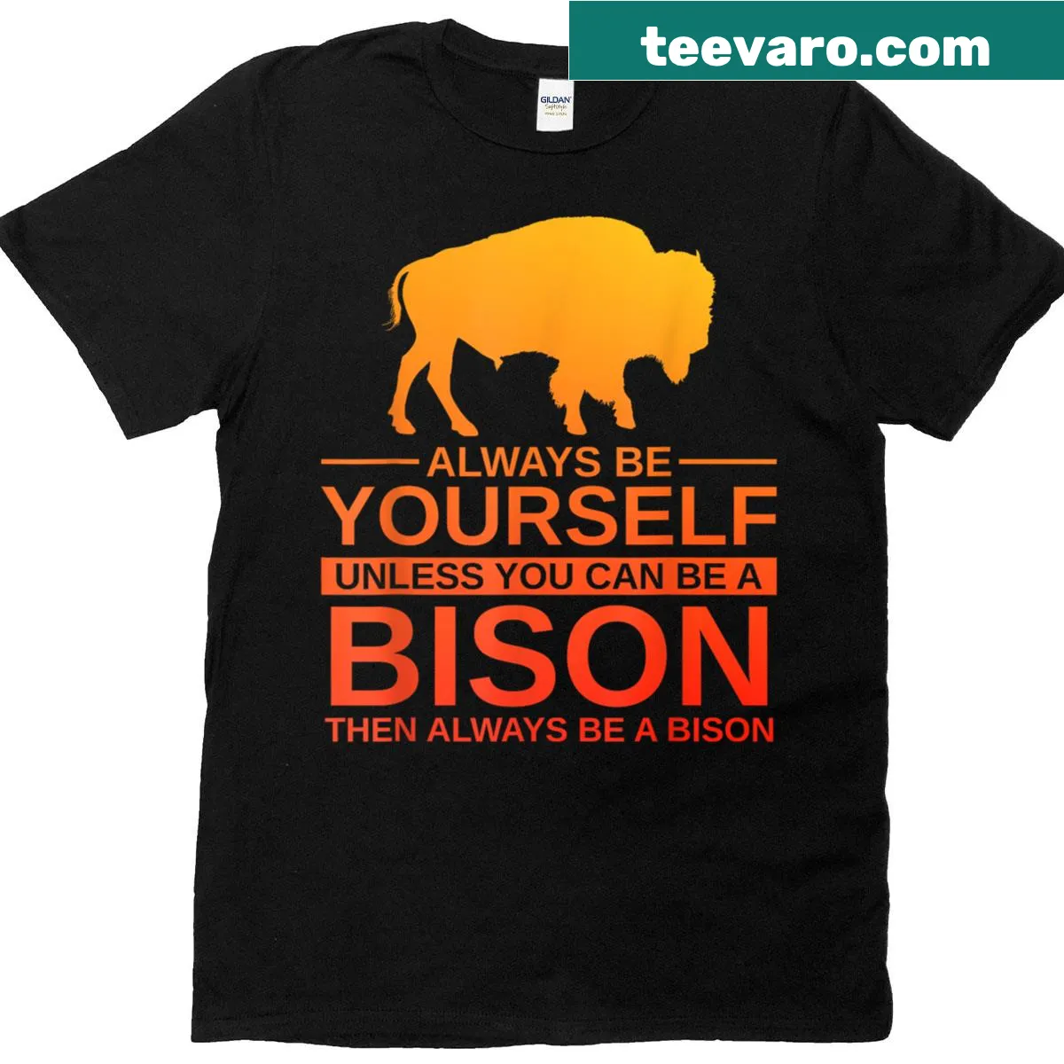 Illustration of a bison on a casual T-shirt — on a men's t-shirt