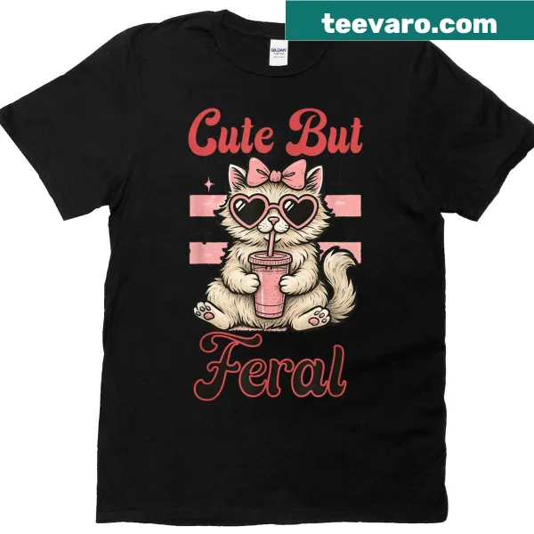 Vintage-style t-shirt featuring a cute cat in glasses