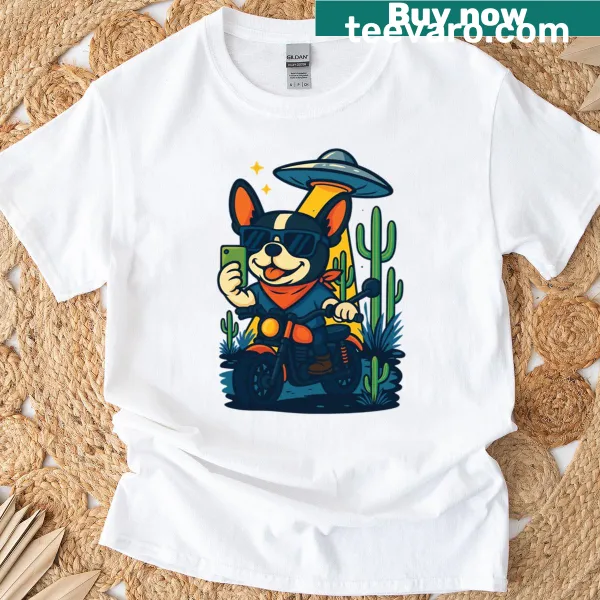Funny dog UFO design on a humorous meme t-shirt