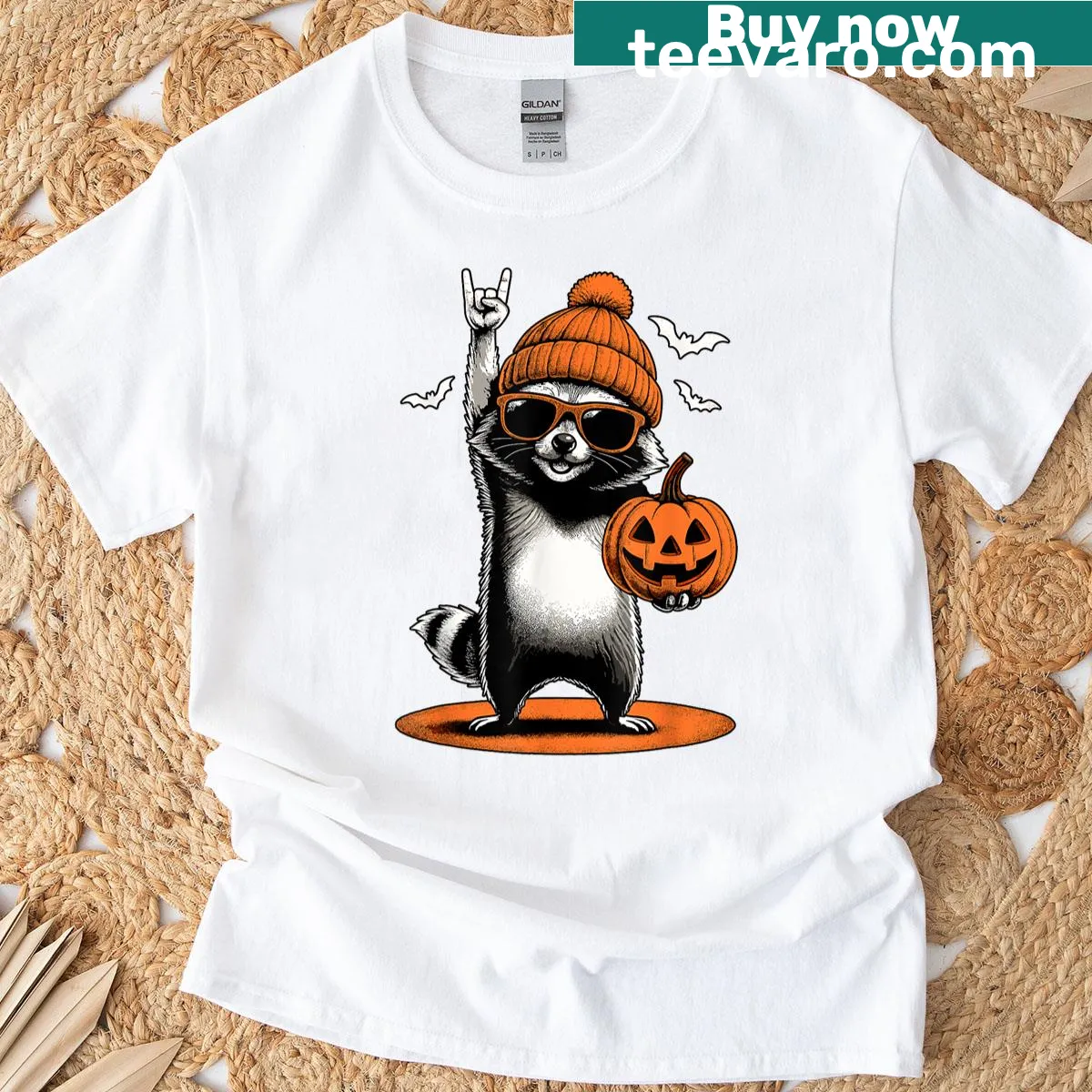 Funny cartoon raccoon for Halloween on a t-shirt — on a men's t-shirt