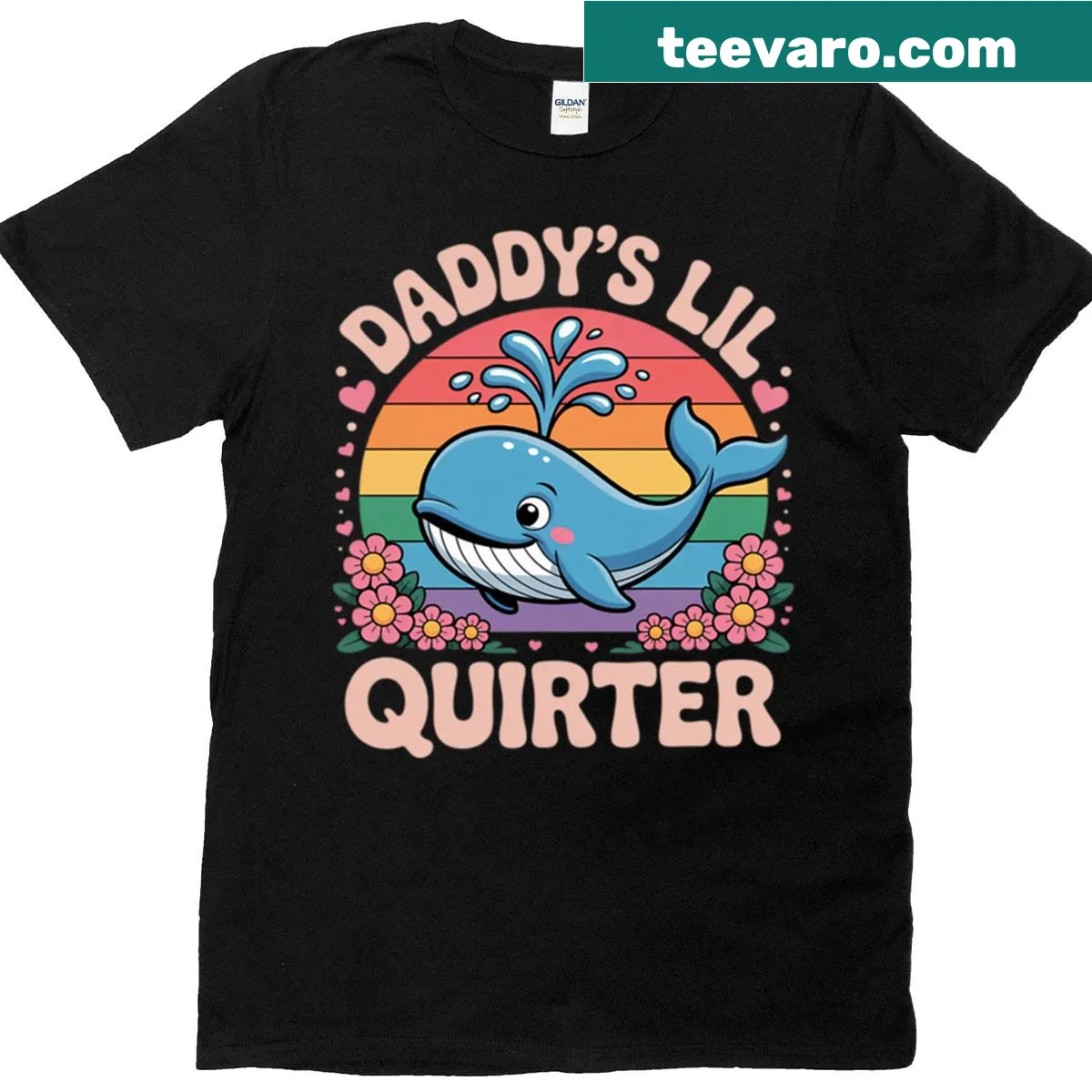 Inappropriate humor t-shirt with 'Daddy's Lil Squirter' text design. — on a men's t-shirt