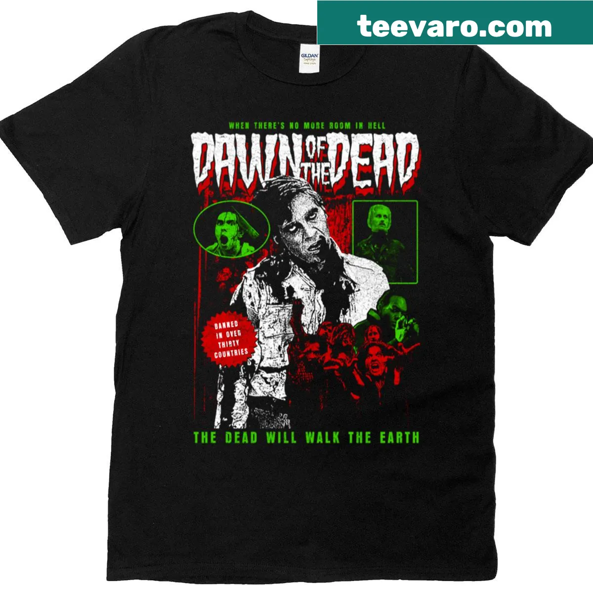 T-shirt featuring graphic design inspired by Dawn of the Dead — on a men's t-shirt