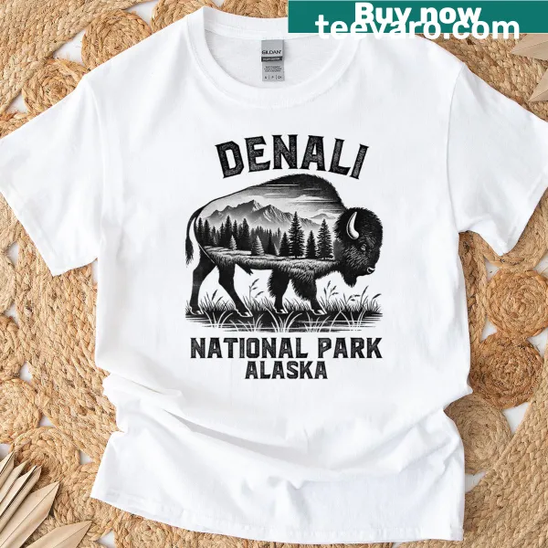 Retro Denali National Park themed T-shirt for men and women