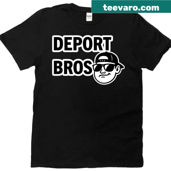 Cartoon-style t-shirt featuring 'Deport Bros' and Swag-topia illustration