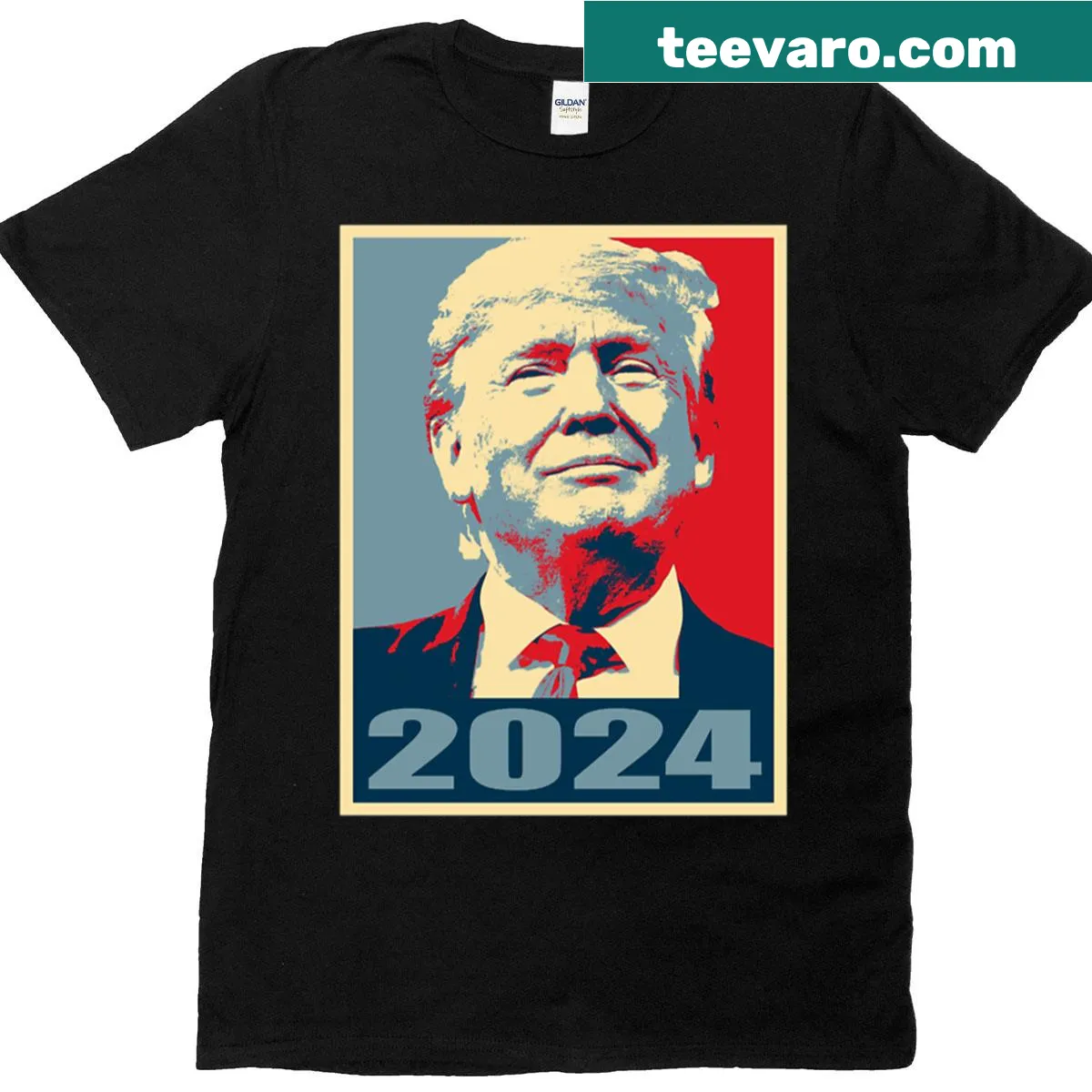 Donald Trump 2024 election T-shirt with bold text — on a men's t-shirt