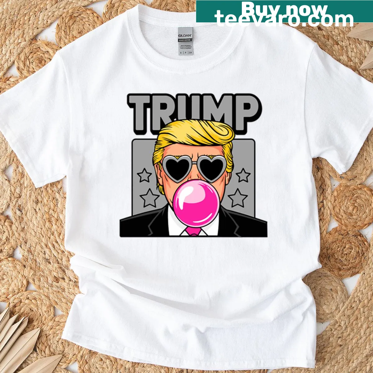 Donald Trump 2024 T-shirt with bold text design — on a men's t-shirt
