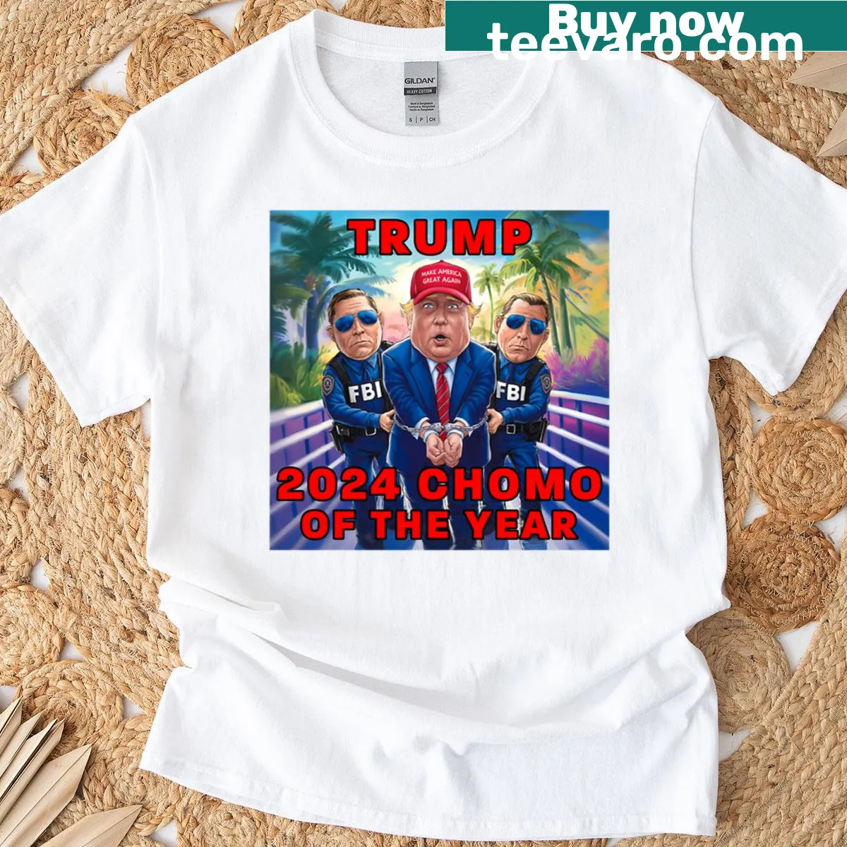 Bold typography T-shirt featuring 'Chomo Of The Year 2024' — on a men's t-shirt