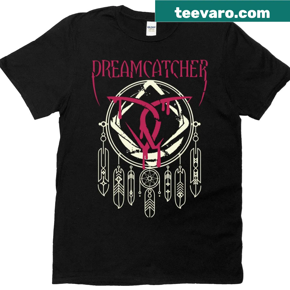 Illustration of a dreamcatcher combined with apocalyptic imagery. — on a men's t-shirt