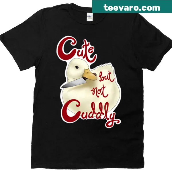 Oversized T-shirt with a cute duck holding a knife cartoon design