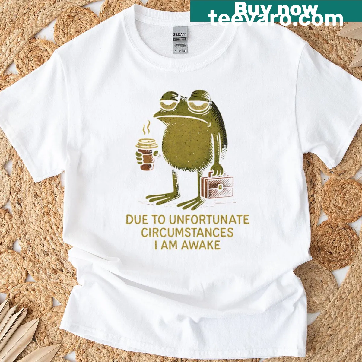 Sarcastic text about being awake due to unfortunate circumstances — on a men's t-shirt