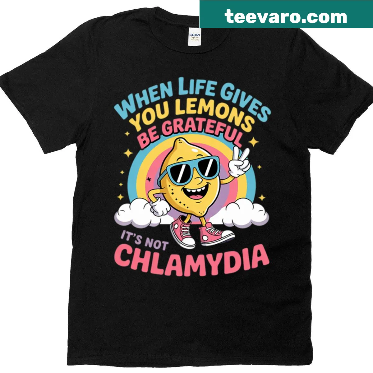 Inappropriate meme T-shirt with humorous text on chlamydia — on a men's t-shirt