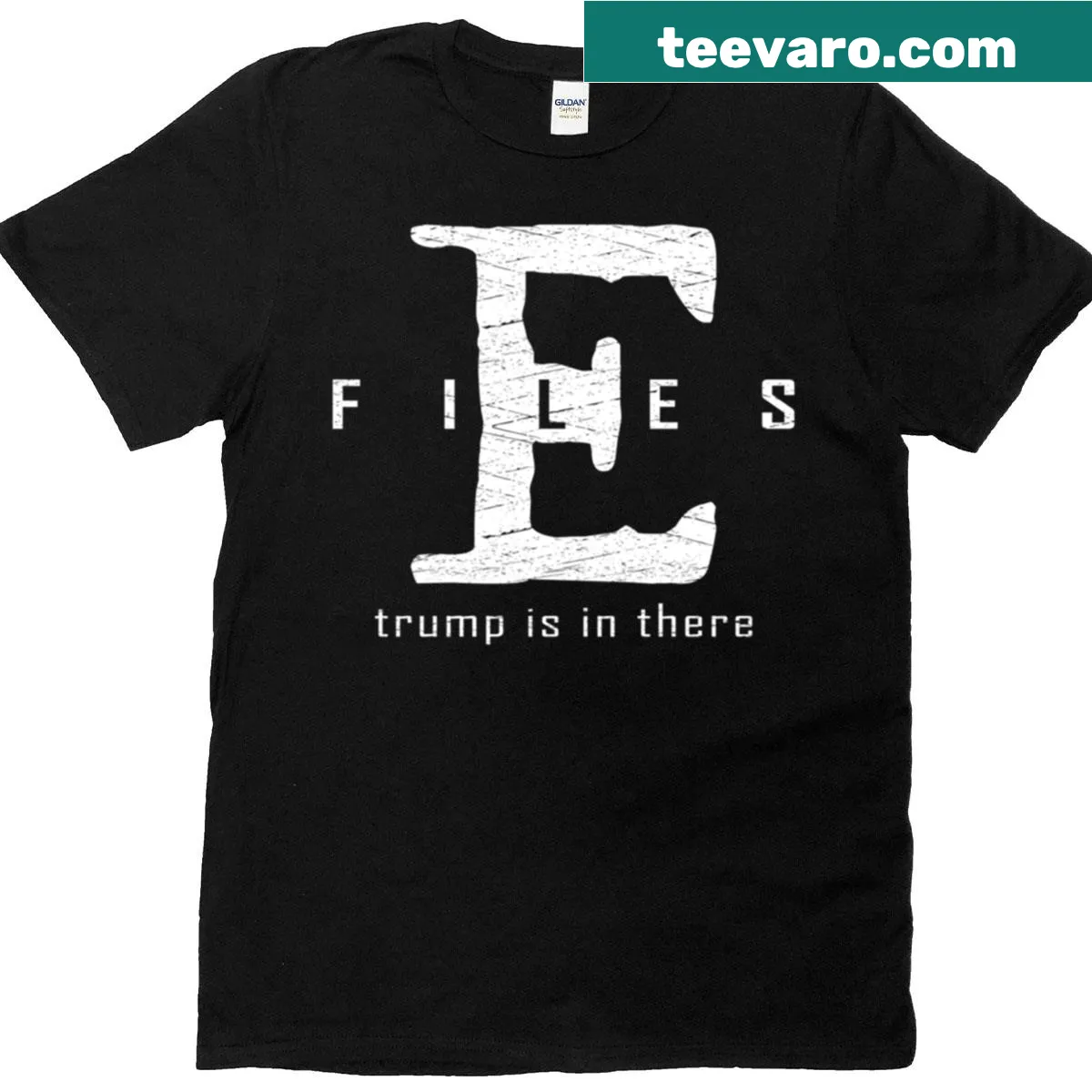 Vintage distressed T-shirt with 'Trump Is In There' text — on a men's t-shirt