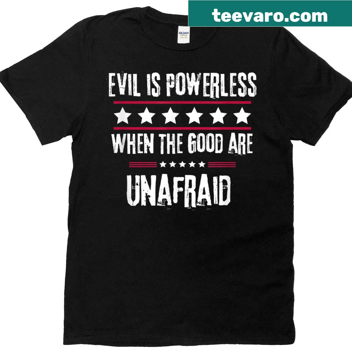Bold statement t-shirt with a powerful quote about good and evil — on a men's t-shirt