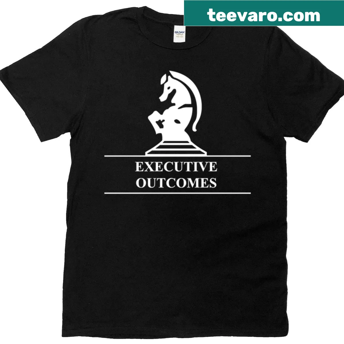 Executive Outcomes logo t-shirt — on a men's t-shirt