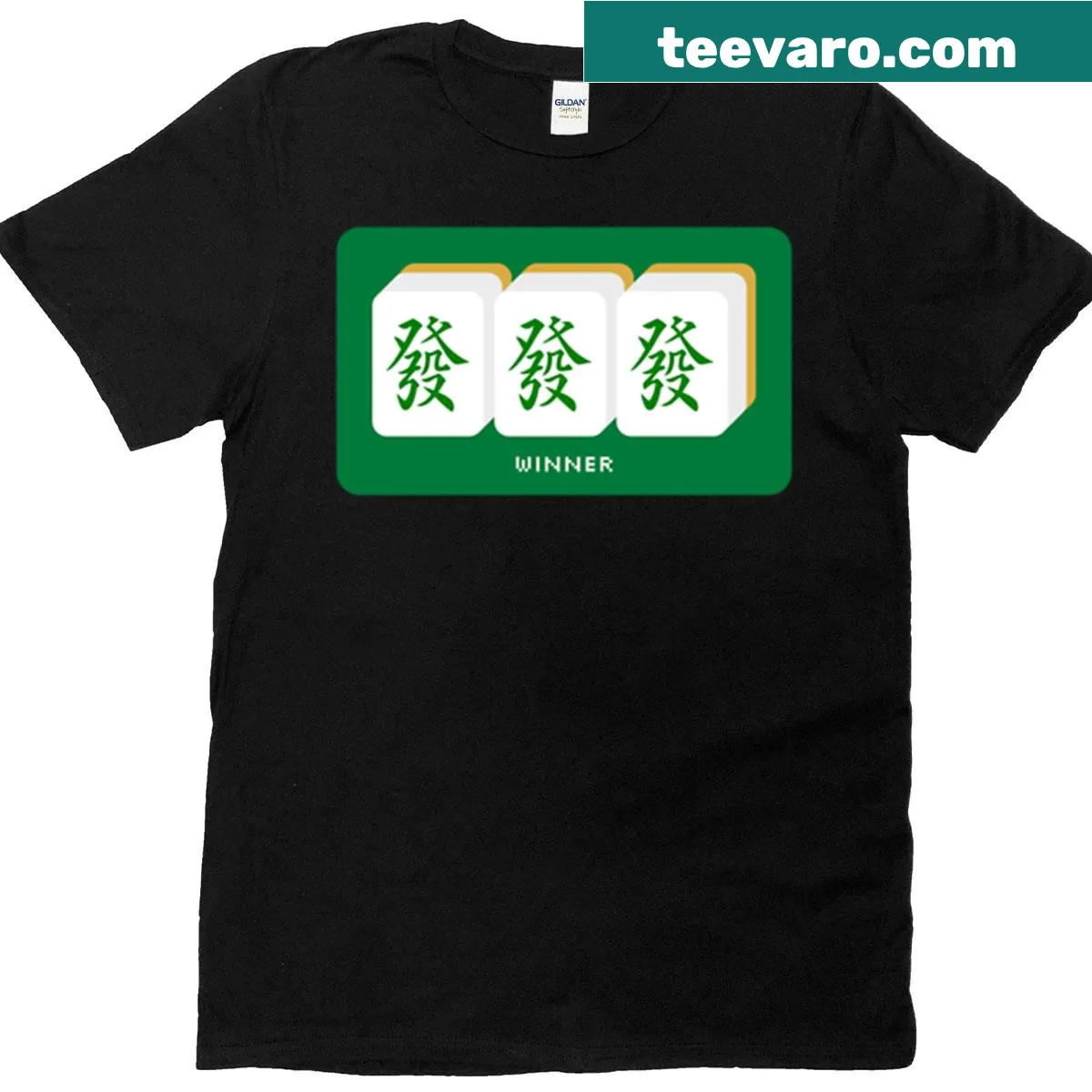 Funny typography t-shirt for Mahjong enthusiasts with the phrase 'Fat Fat Fat Mahjong Winner' — on a men's t-shirt
