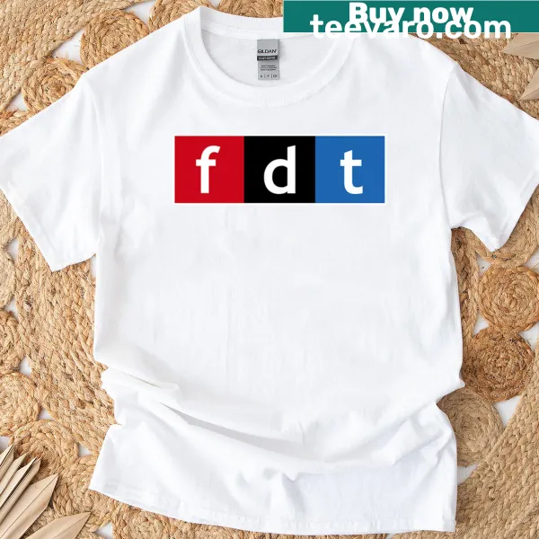 Parody of NPR featuring bold typography on a black T-shirt