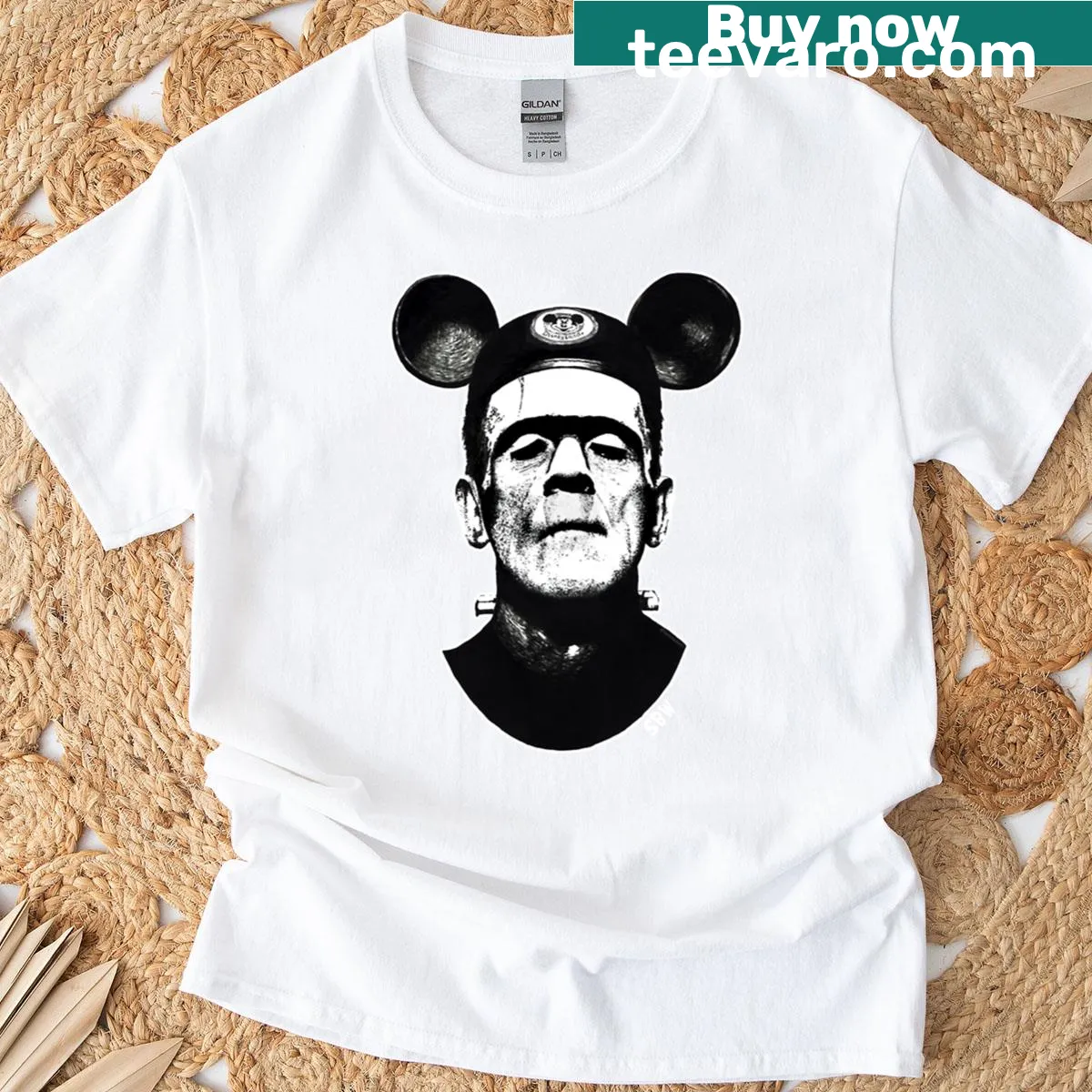 Cartoon Franken-mouse design on a cheerful t-shirt — on a men's t-shirt
