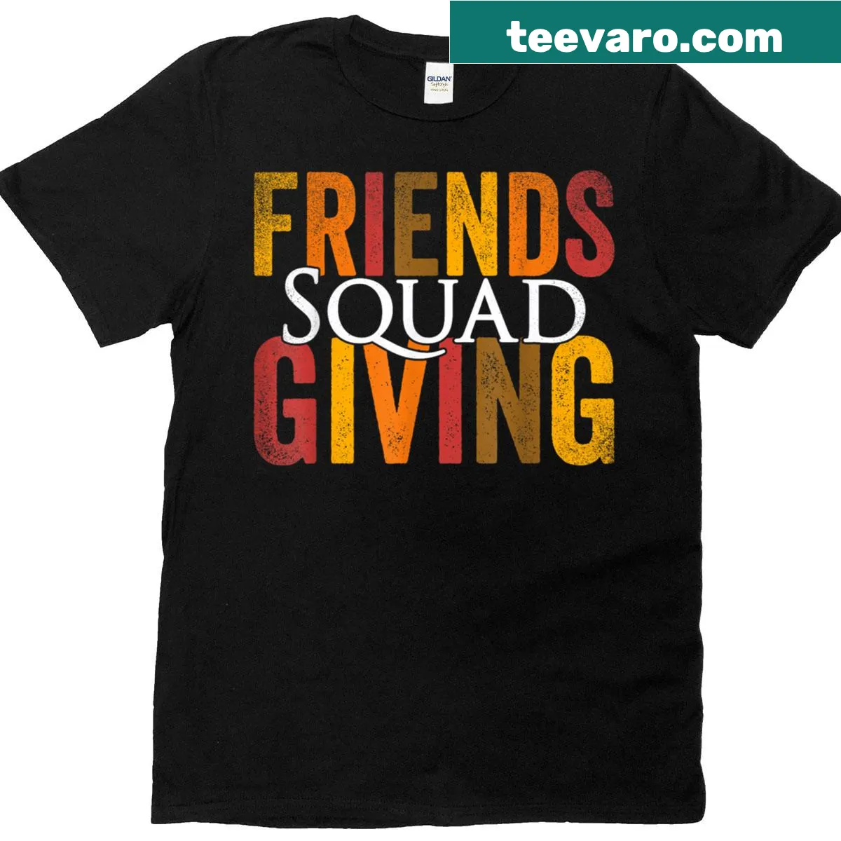 Friendsgiving themed Thanksgiving T-shirt for group celebrations — on a men's t-shirt