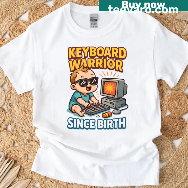 Baby-themed 'Keyboard Warrior' meme t-shirt design