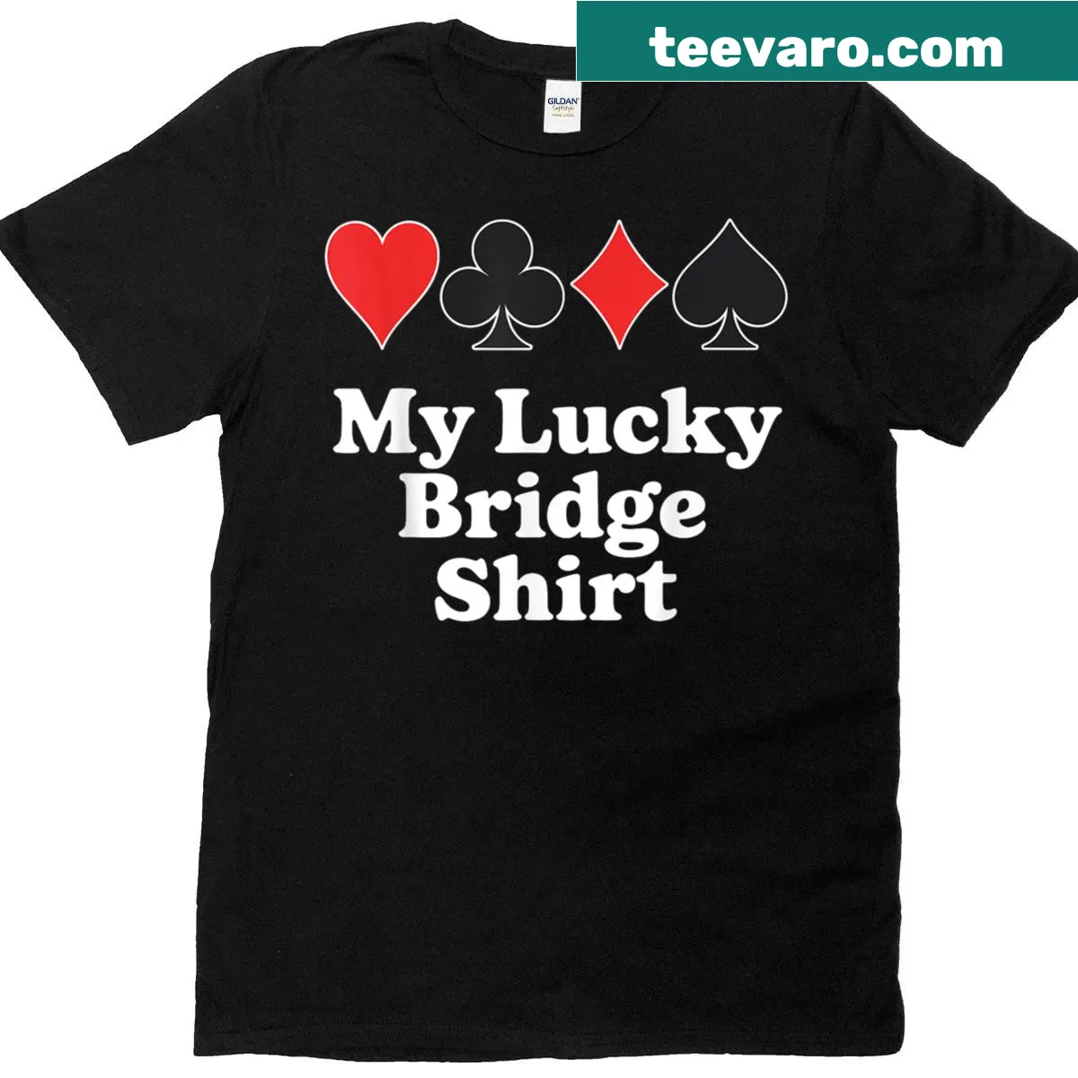 Illustrated bridge-themed t-shirt for card game enthusiasts — on a men's t-shirt