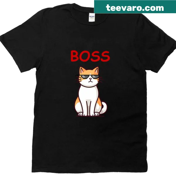 Cartoon cat in sunglasses graphic t-shirt