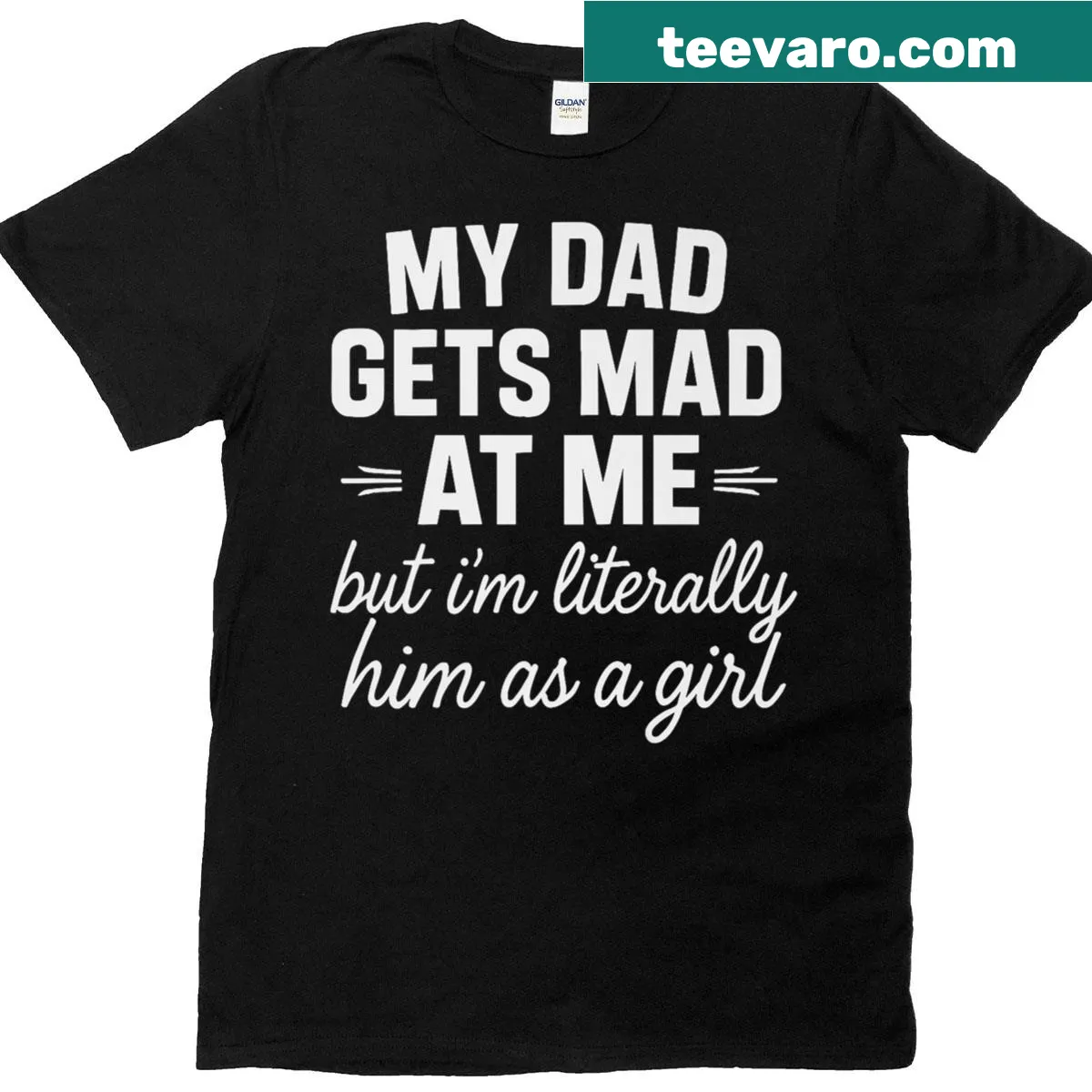 Humorous design illustrating father-daughter similarities on T-shirt — on a men's t-shirt