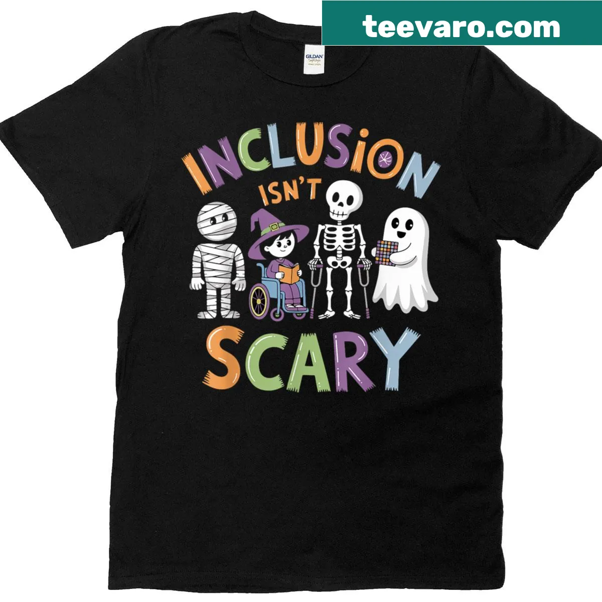 Sarcastic Halloween graphic T-shirt about inclusion — on a men's t-shirt