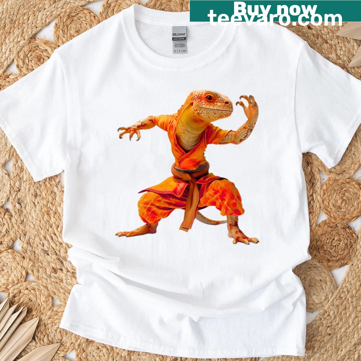 T-shirt featuring a funny lizard meme design, perfect for humor lovers and reptile enthusiasts — on a men's t-shirt