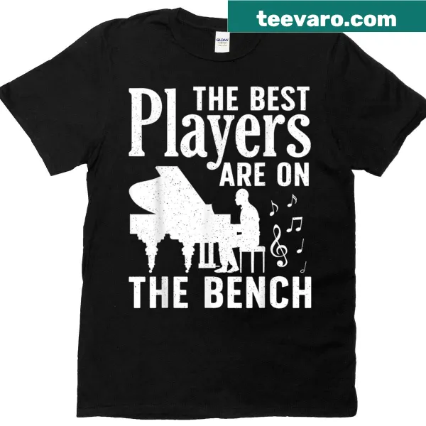 Humorous piano design for musicians on T-shirt