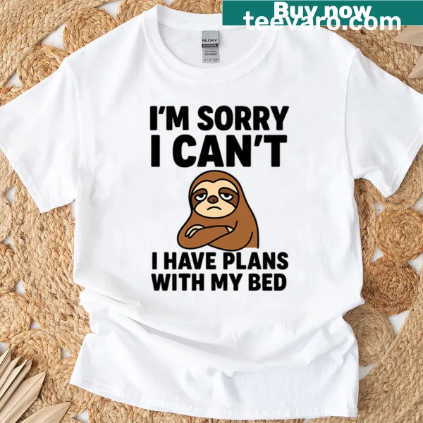 Oversized T-shirt featuring a sloth meme enjoying coffee.