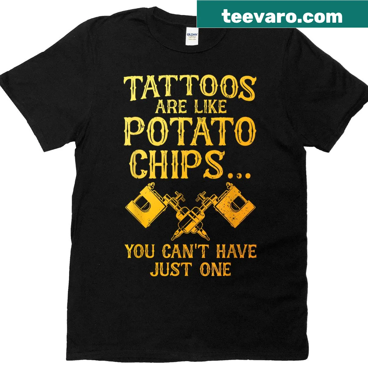 T-shirt with humorous tattoo design for artists and enthusiasts — on a men's t-shirt