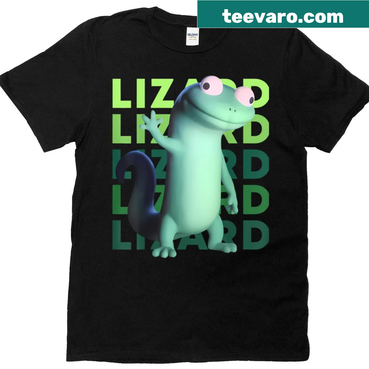 Whimsical lizard graphic t-shirt inspired by weirdcore aesthetic — on a men's t-shirt