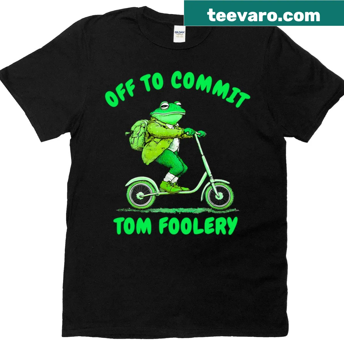 Wizard-themed frog design with humorous text on T-shirt — on a men's t-shirt