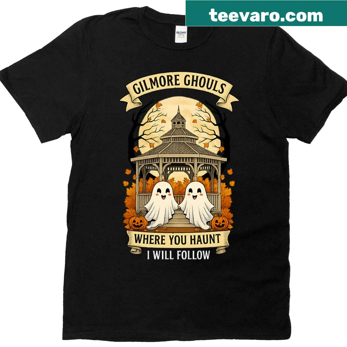 Halloween-themed t-shirt with playful ghostly phrase and typography — on a men's t-shirt