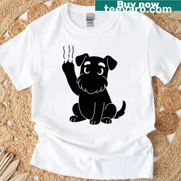 Playful dog illustration on oversized t-shirt