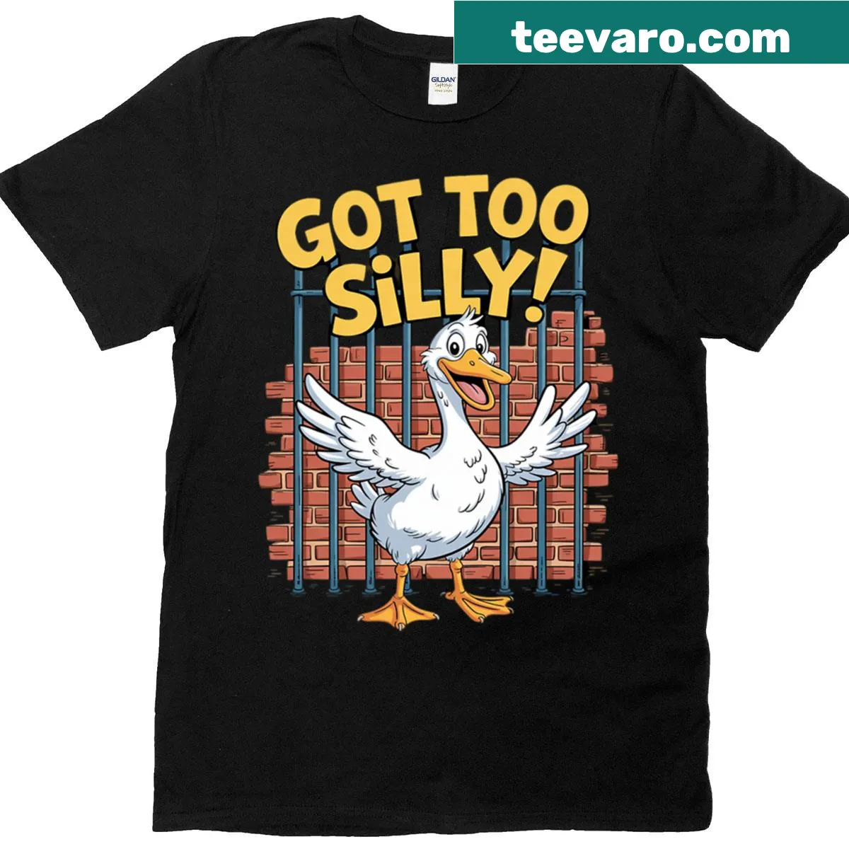 Funny goose meme graphic T-shirt for meme lovers — on a men's t-shirt