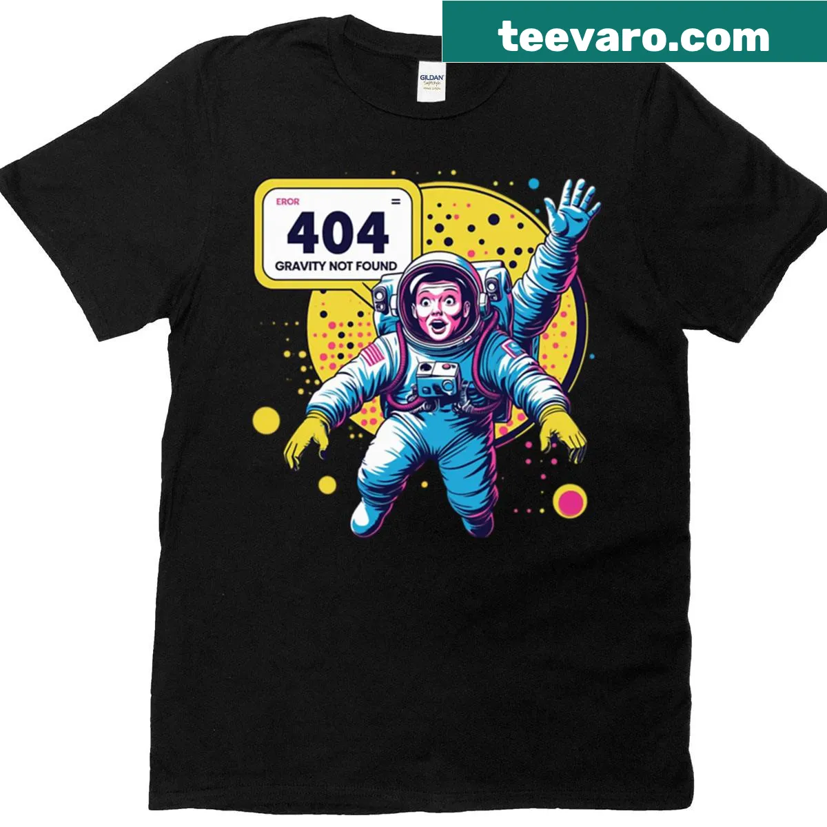 Funny astronaut graphic with a 404 error design on a tee — on a men's t-shirt